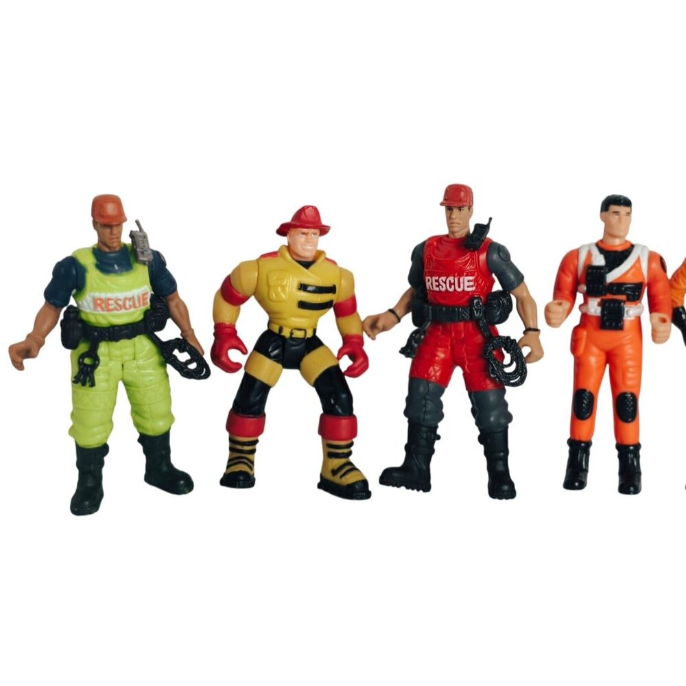 Rescue Action Figures Lot Of 4 Firefighters & Emergency Personnel Playset 5P